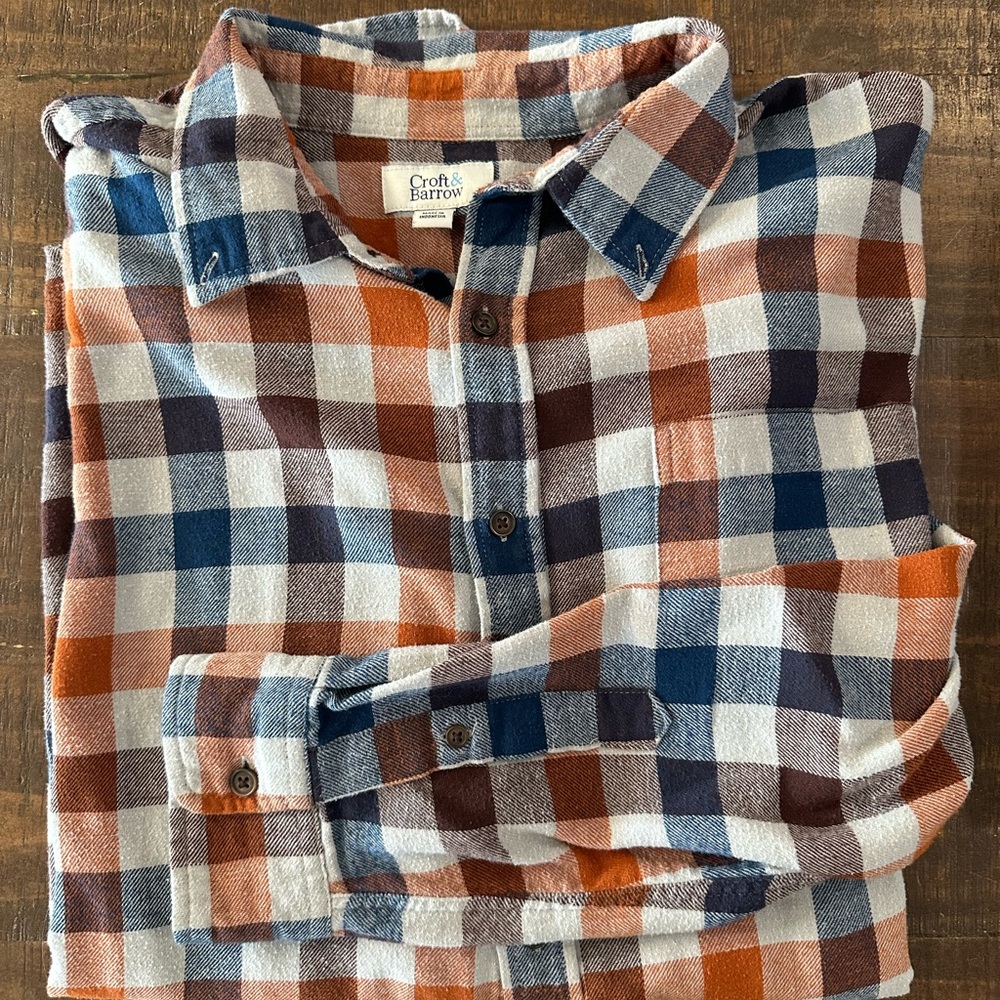 Croft & Barrow Men's Checkered Shirt - Navy, Rust, Chestnut